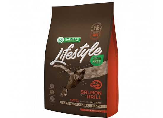 Nature's Protection LifeStyle STERILISED ADULT CAT SALMON WITH KRILL GRAIN FREE
