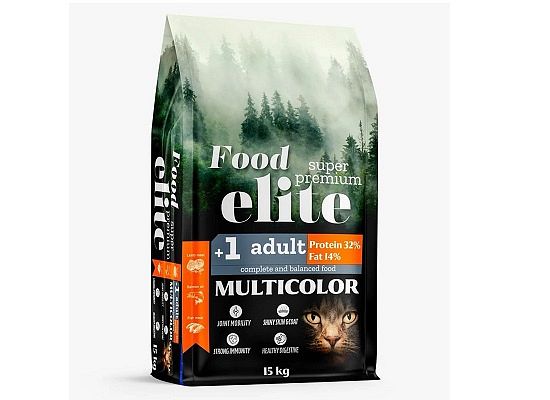 Food Elite Multicolor για Ενήλικες Γάτες με Αρνί, Κοτόπουλο και Σολομό