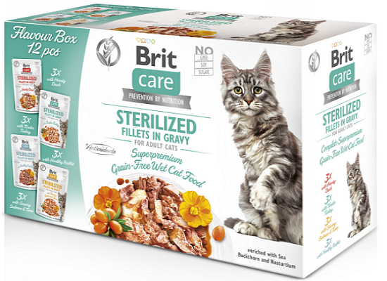 BRIT CARE Cat Pouches Fillets In Gravy Sterilized Flavour Box