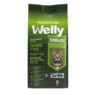 Welly Premium Line με σολομό και ρύζι για στειρωμένες γάτες