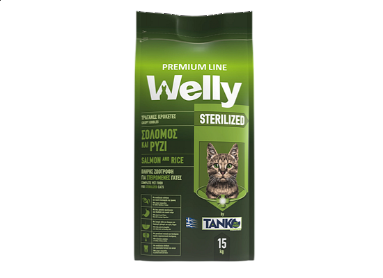 Welly Premium Line με σολομό και ρύζι για στειρωμένες γάτες
